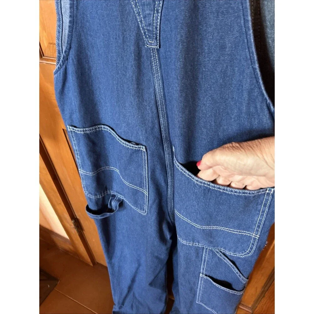 Liberty Overalls Mens 34x29 Blue Denim Bib Workwear Carpenter Utility Pockets